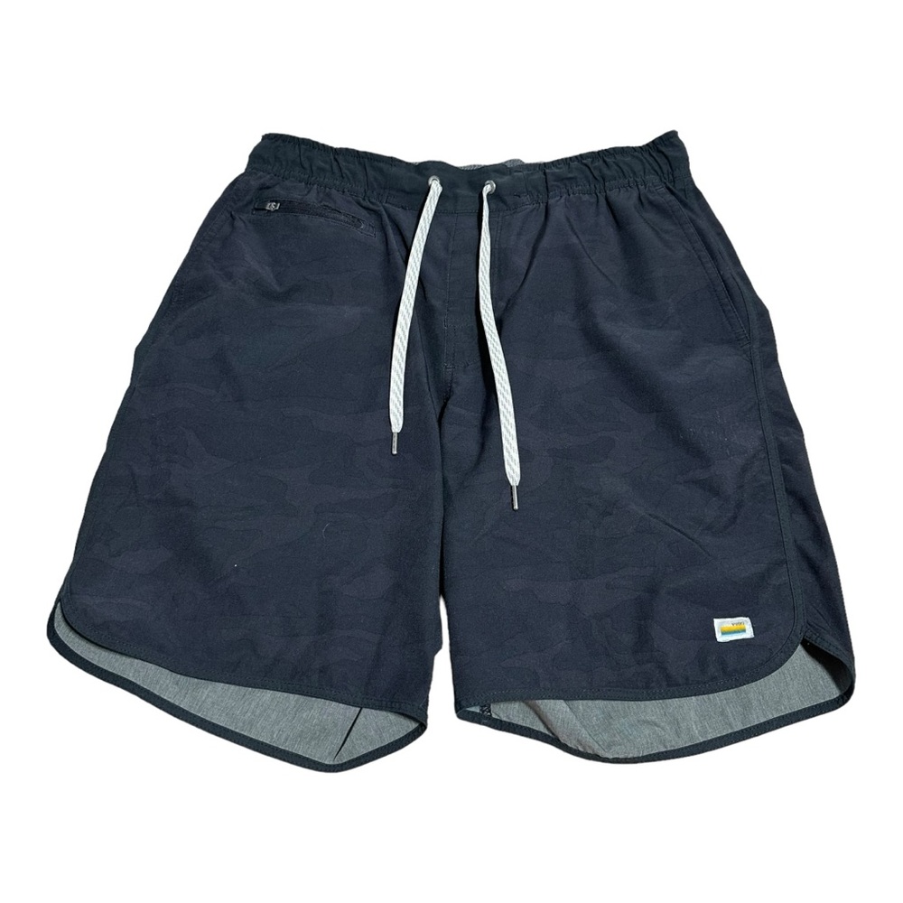 Vuori Banks Shorts Men’s M Charcoal Camo 7.5” Inseam Stretch Waist